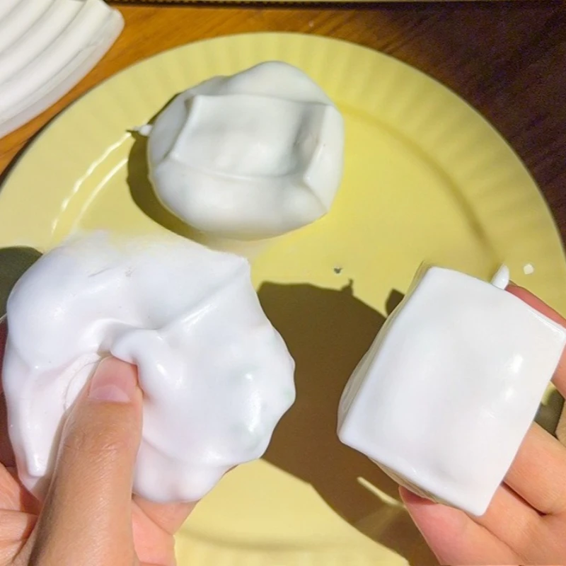 Handmade Crispy Tofu Stress Ball Fidget Toy Crunchy Squeeze Ball Round Blocks Filled ASMR Anti Stress Toys for Adults Kids
