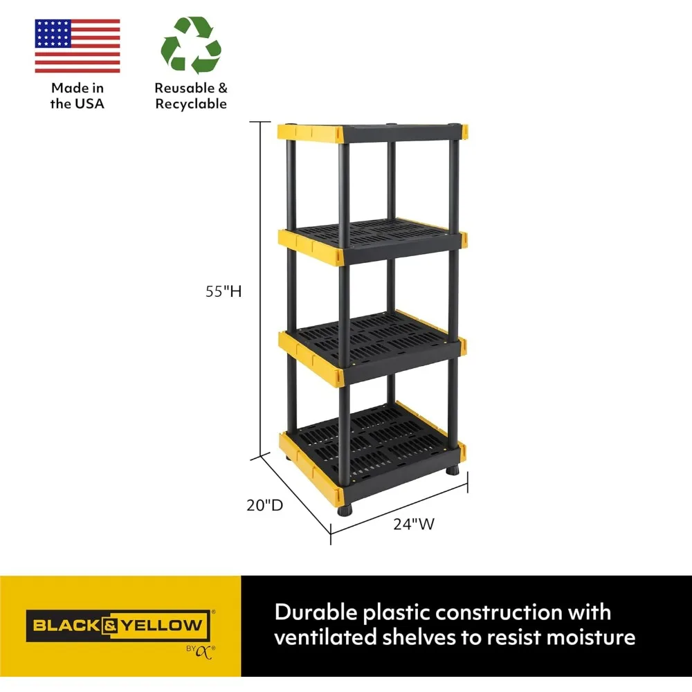 Unité de stockage en plastique RapDuty à 4 niveaux, 100 artériels, pour l'organisation intérieure et extérieure, modulaire T1, extrêmement durable