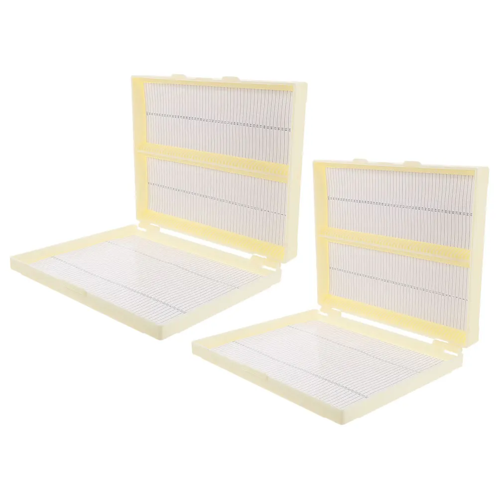 

2Pcs Microscope Container Storage Case Reusable Laboratory Organizer Holder Specimen Box Glass Slide Storage Teaching