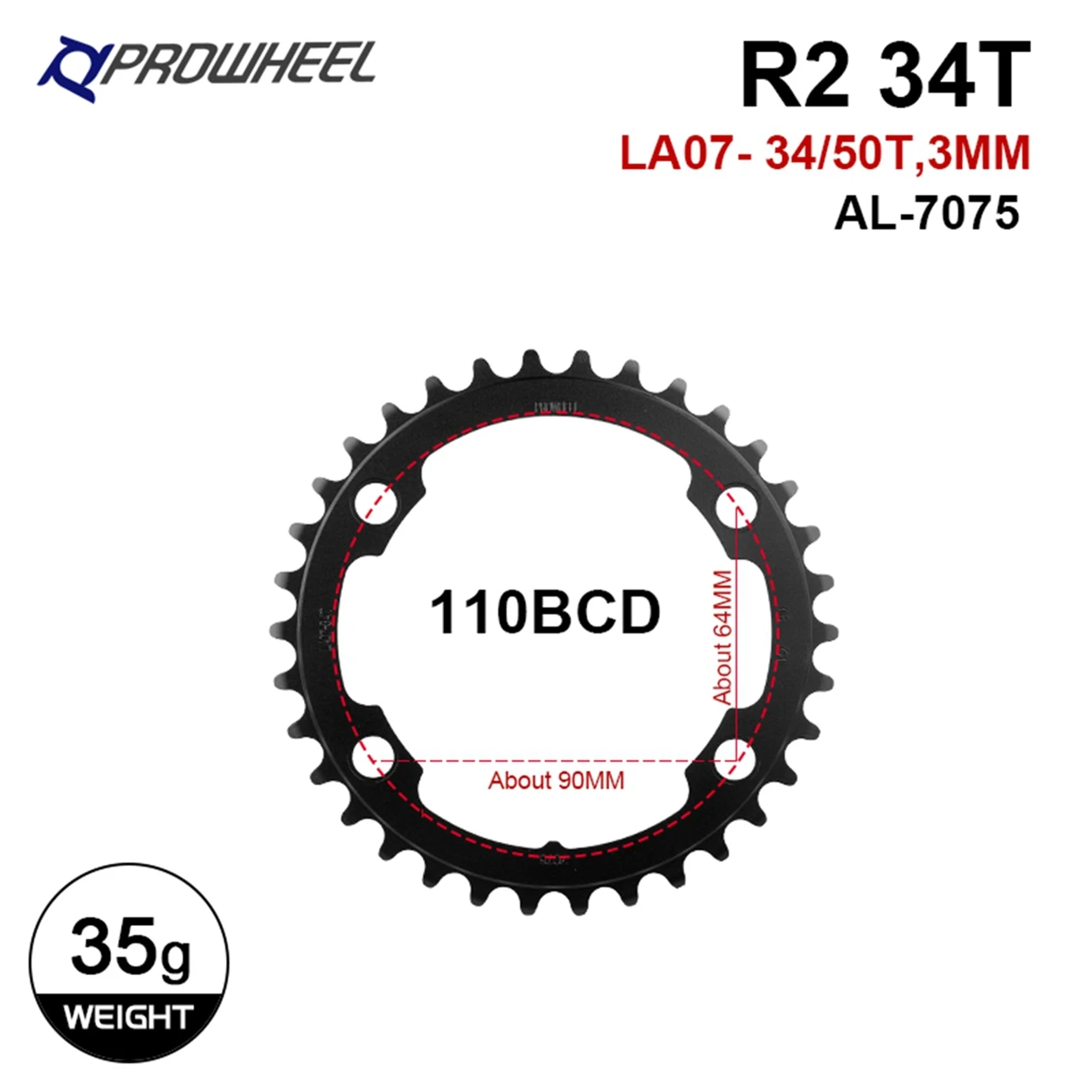 Prowheel Road Bike Chainring 50T 34T Bicycle Sprocket 110 BCD 7 8 9 10 11 Speed Crown Bicycle Stars 110BCD Cycling Accessories