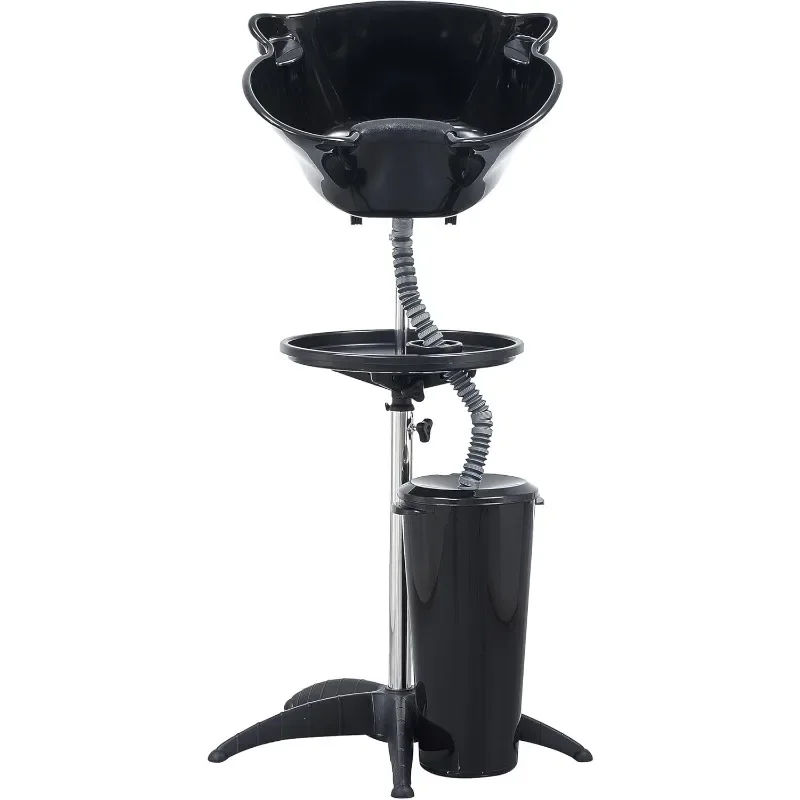 

Portable Mobile Shampoo Bowl, Height-Adjustable Hair Washing Sink, Shampoo Basin with Drain Pipe and Bucket, Suitable