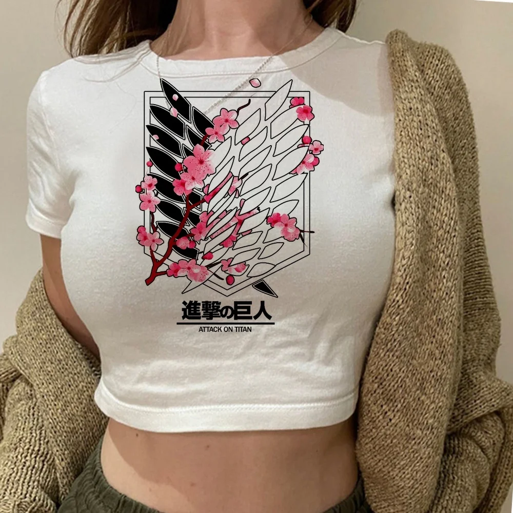 Attack on Titan cropped top ladies harajuku alternative  anime t-shirt japan manga scene  goth gothic