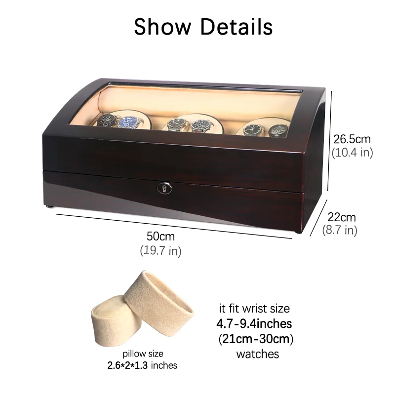 Luxury 8 Slots Watches Organizer Boxes 6 Epitopes Rotation Mechanical Winding Wrist Watch Winders For Automatic Watches