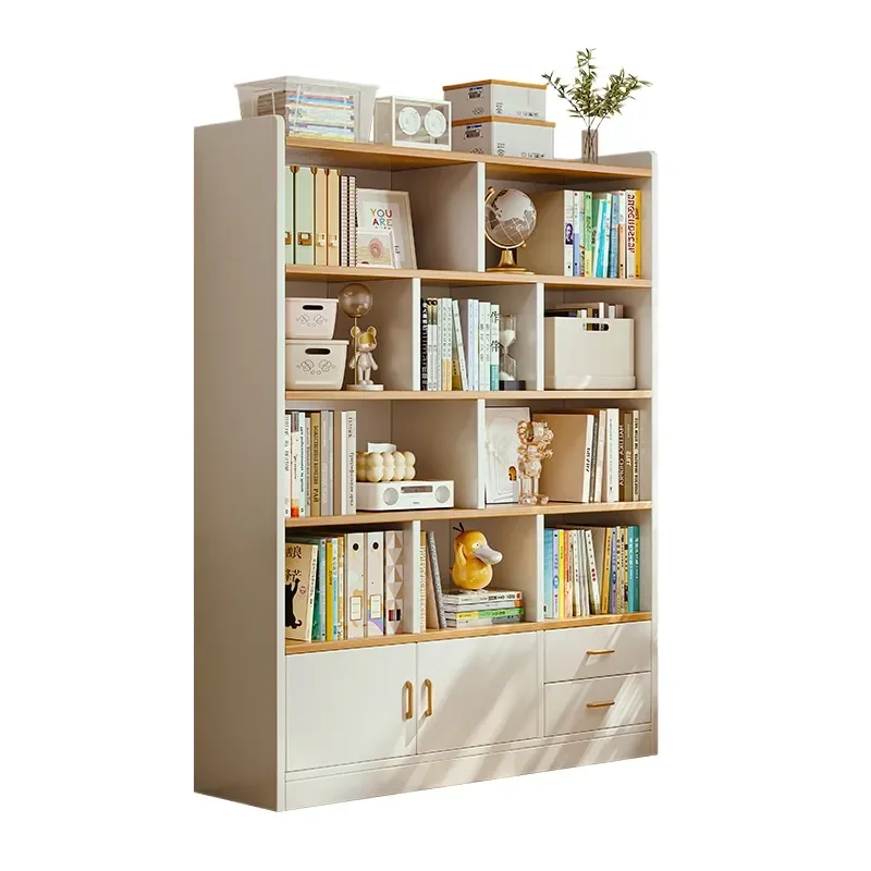 Solid Wood Floor Bookshelf Multi Tier Storage Rack Wall Mounted Cabinet for Living Room Student Home Kids