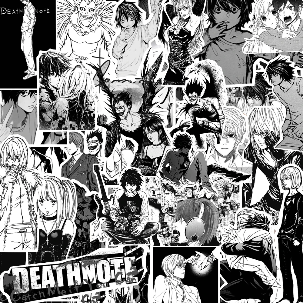 

10/30/72pcs Black White Death Note Anime Graffiti Stickers Cool Manga Decals Decoration DIY Notebook Phone Diary Cartoon Sticker