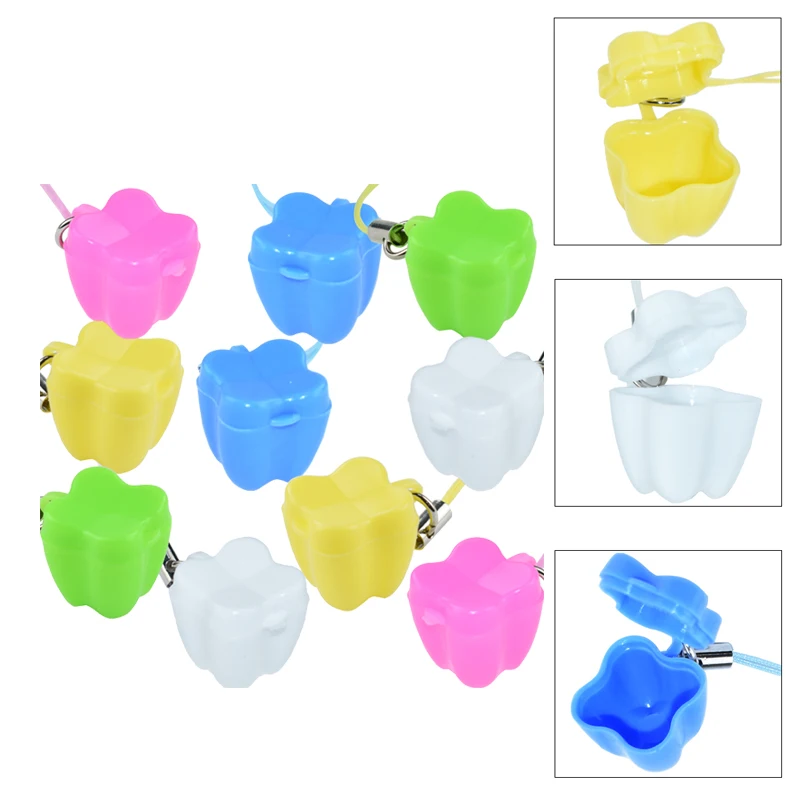 10pcs Tooth Storage Box Baby Tooth Box Organizer Baby Milk Tooth Fairy  with Necklace Souvenirs Gift Tooth Storage Box