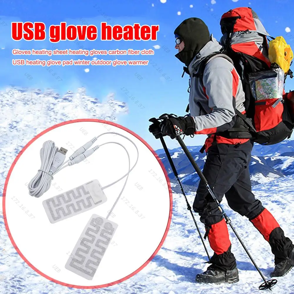 Electric Gloves Heater Carbon Fiber USB Heated Gloves Pad Pain Relief Winter Cloth Heating Pad Outdoor Hand Feet Warmer