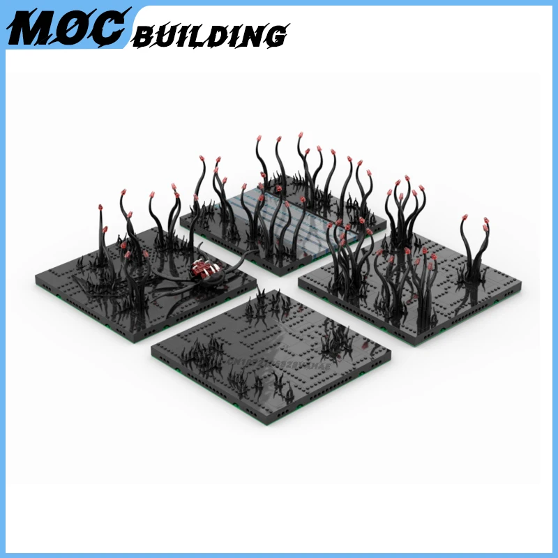 MOC Building Blocks Military Vehicle Display Stand Playset DIY Assembl Bricks Modular Landscape Collection Showcase Toys Gifts