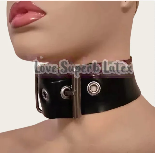 0.4mm Sexy Latex Neck Choker Rubber Fetish Women Men Collar Belt Back Handmade Neck Chain Costumes Clothing  Halloween