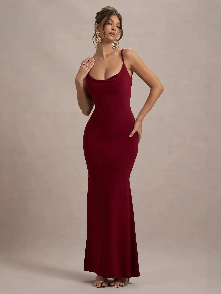 จั๊มสูทกระโปรงทรงหางปลา ดีไซน์เซ็กซี่ สายเดี่ยว โชว์หลัง ทรงเข้ารูป กระชับสะโพก สไตล์ Y2K แฟชั่นฤดูร้อนใหม่ล่าสุด