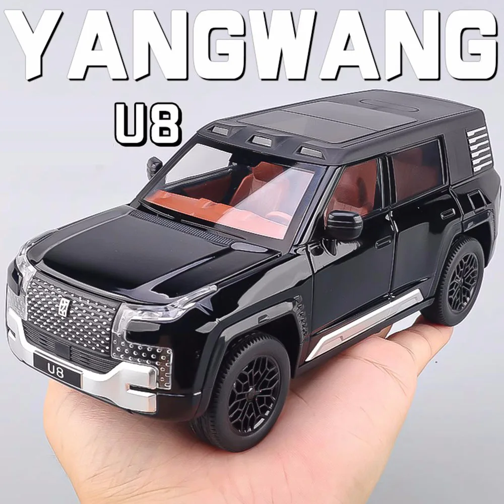 1:24 BYD YANGWANG U8 Alloy Toys Cars Diecast Models Pull Back Miniature SUV with Music Light Rubber Tires Vehicles Child Gifts