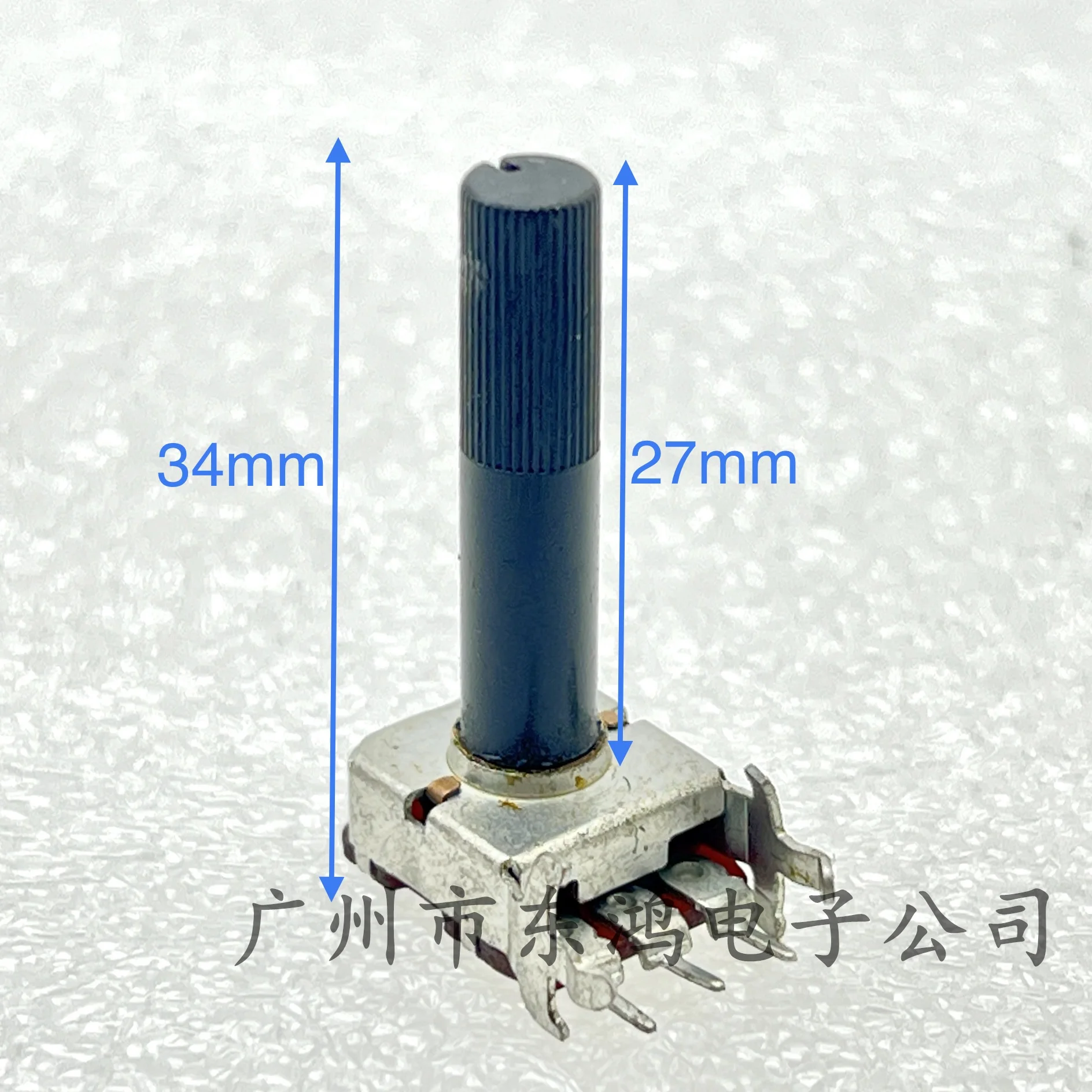 1 PCS 12 type square single 3 pin Potentiometer B10K with midpoint positioning shaft length 27mm