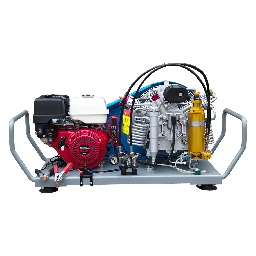 3Cylinder 265lpm 300bar High Pressure 4500psi 30mpa Gaso-line Driven Breathing Air Compressor