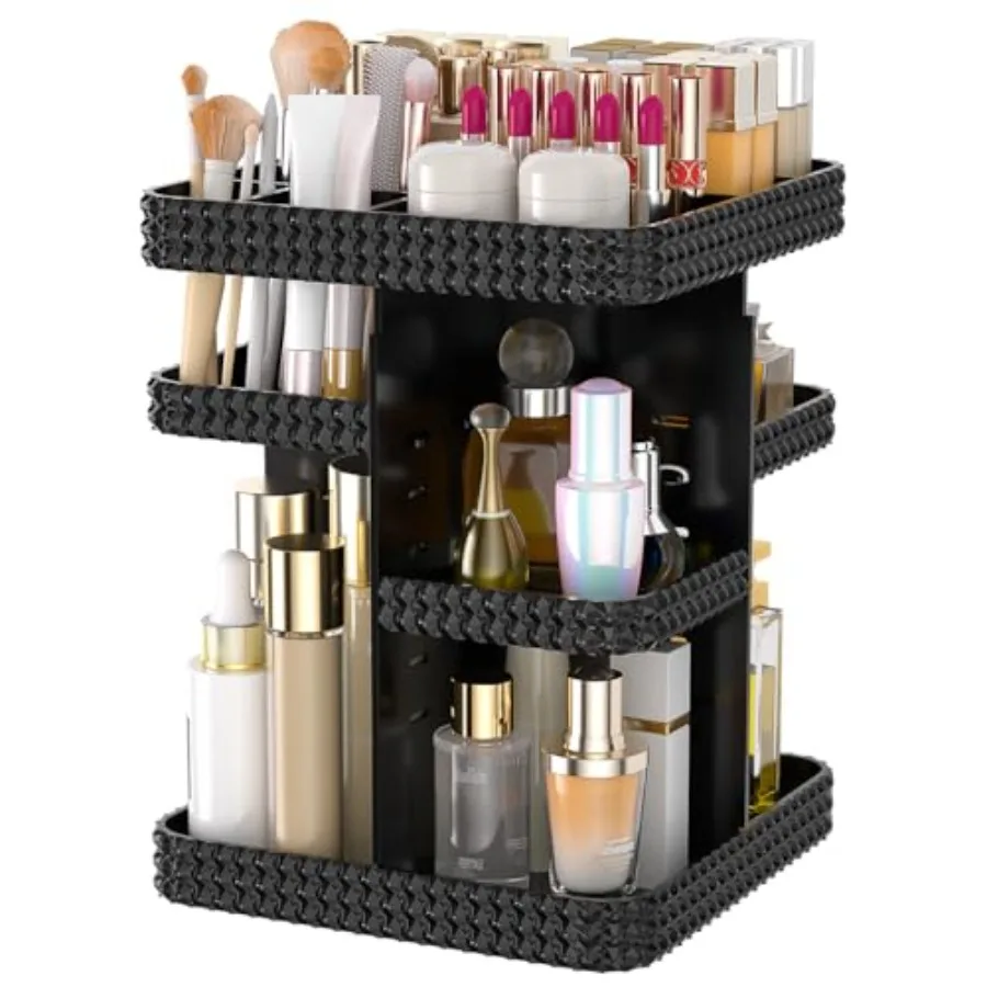 

Rotating Makeup Organizer with Makeup Brush HolderLarge Capacity Perfume Organizer for Vanity Countertop Acrylic Skincare Organ