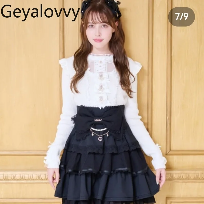 Pull tricoté en dentelle pour filles, mignon et doux, avec nœud polyvalent, Patchwork, col rond, manches longues, nouvelle collection automne