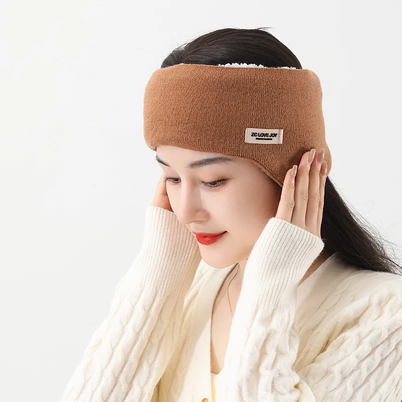Winter Thickened Knitted Ear Warmer Headband Fleece Lined Warm Ear Protection Windproof Anti-Cold Cycling Outdoor Sport Headwear