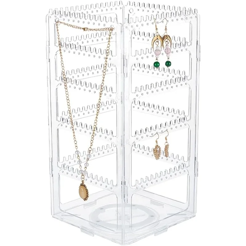 1 مجموعة الدورية مجوهرات المنظم 360 درجة واضح لخواتم أساور الساعات مجوهرات عرض مخزن حوالي 110 زوج القرط