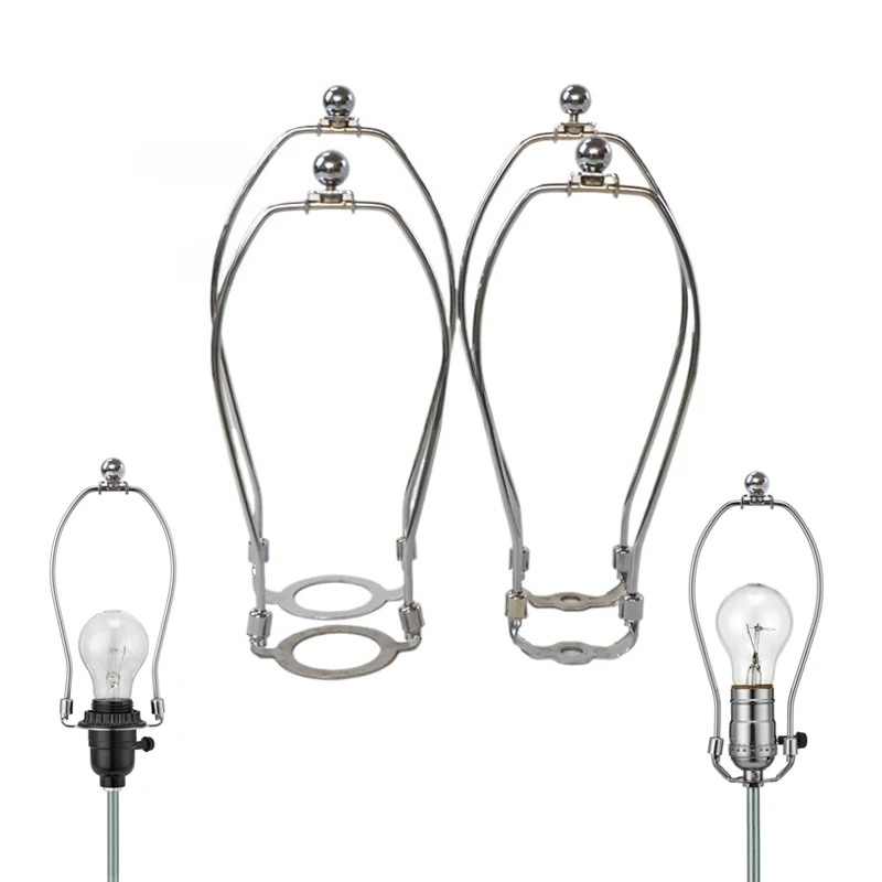 

2pc/set 9/10 Inch Nickel Lamp Harp Holder Kit w/ Finial Saddle Base E27 11 DIY Lighting Accessories Horn Frame Lampshade Bracket