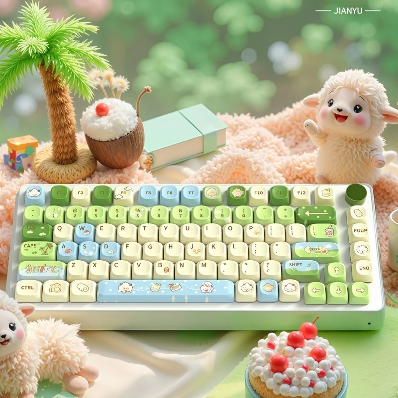 

Оригинальный колпачок для клавиш из ПБТ, пятисторонняя термосублимация, эргономичный, 112 клавиш, МОА, высокопрозрачная коробка, милый шелковистый на ощупь