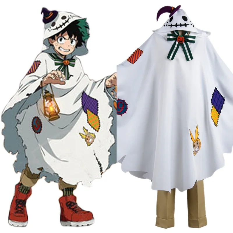 Anime My Boku no Hero Izuku Academy Midoriya Cosplay Costume Halloween Ghost Hooded Cloak