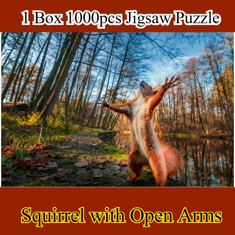 

69*51cm Adult 1000 Pieces Paper Jigsaw Puzzle Red Squirrel's Ideal Cute Animals Paintings Home Decor Wall Display