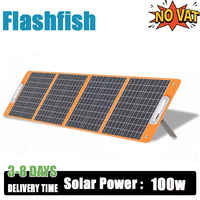 FF FlashFish Foldable Solar Panel 100W 18V Outdoor Solar Charger DC Type-c/QC3.0 Output Charge for Power Station Solar Generator