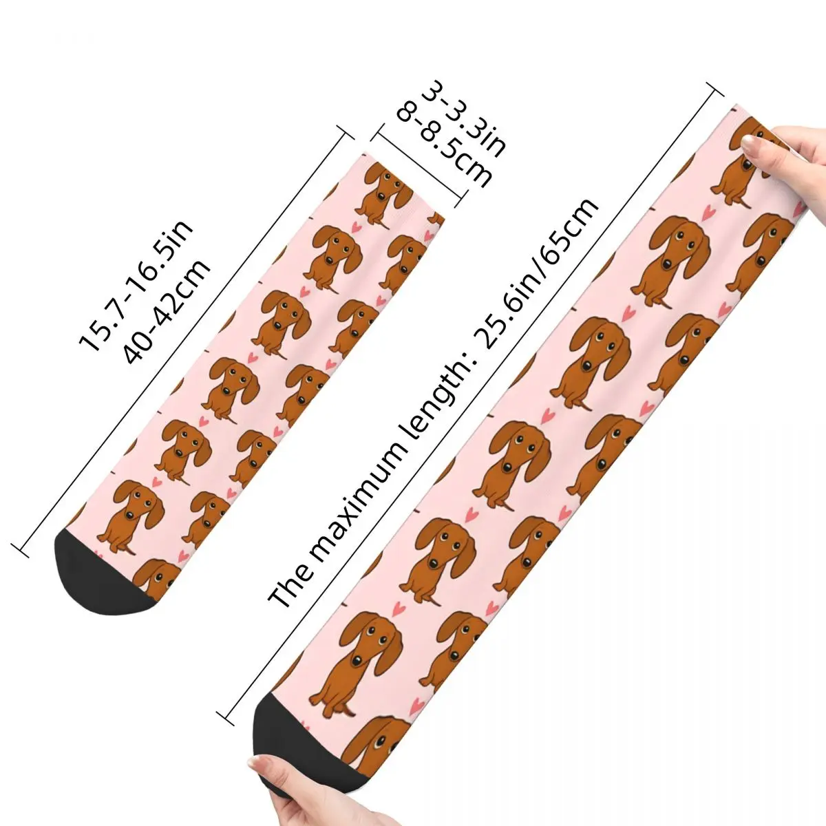 Pink Love Dog Dachshund Unisex Winter Socks Hiking Happy Socks street style Crazy Sock