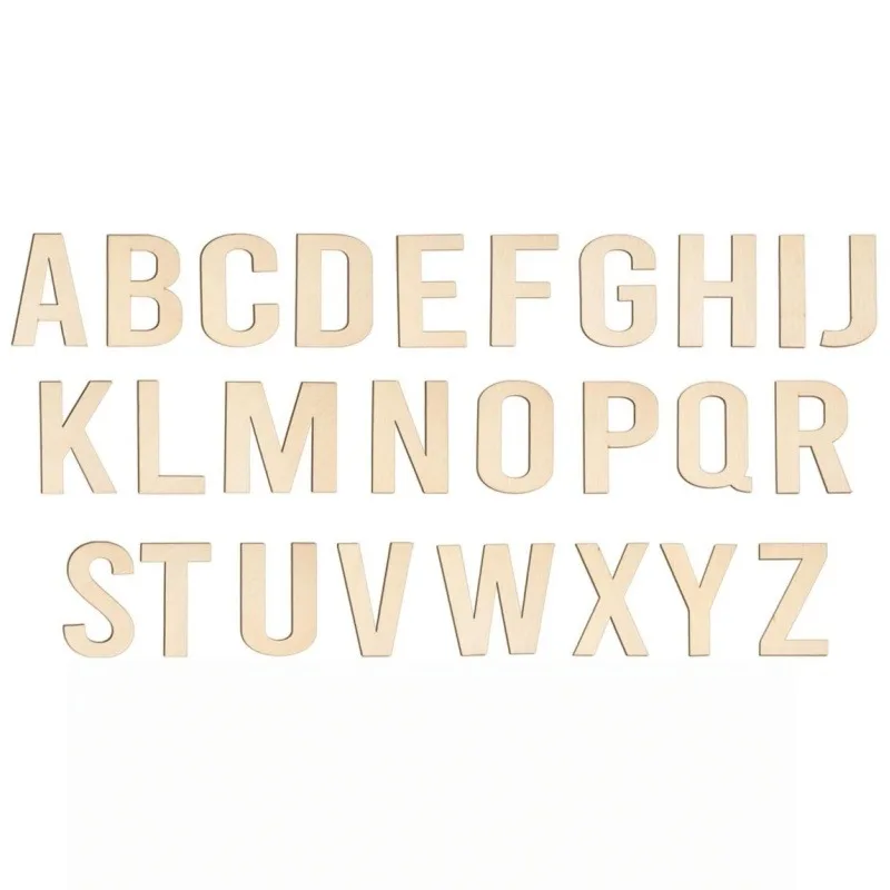 26pcs Wooden Letters Unfinished Wooden Letters Cutouts for Painting DIY Project Wall Decor Nursery Room Home Decorations