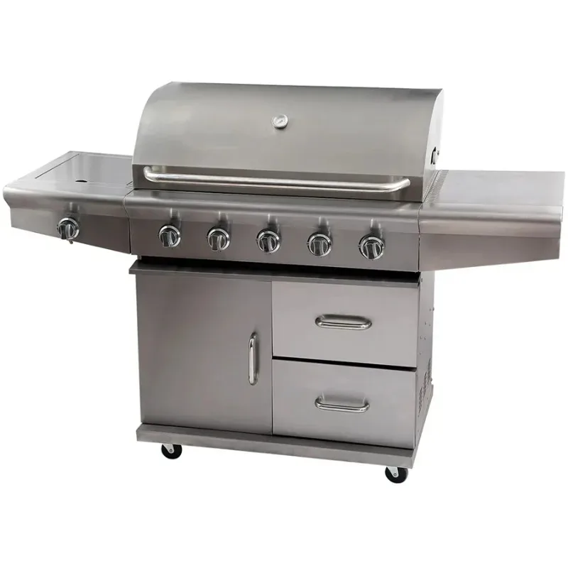 Stainless Steel Courtyard Outdoor Barbecue Grill, Gas and Charcoal Dual-purpose Barbecue Rack