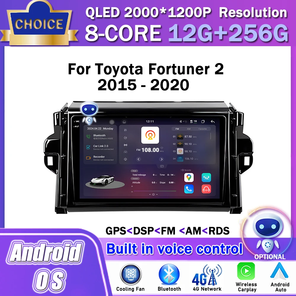 

9 inch Android OS for Toyota Fortuner 2 2015 - 2020 Car Radio Multimedia Stereo Player GPS Navigation Wireless Carplay WiFi