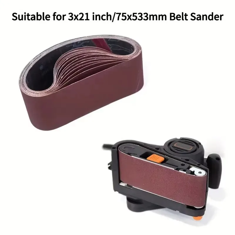 

10 Pieces 533 75mm Sandpaper Belt Grit 80 To 400 For Wood Soft Metal Polishing Used In Sanding Grinding Machines