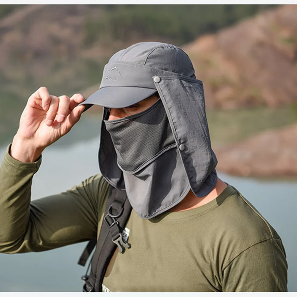 

Sun Protection Dark Grey Face Mask Hat Quick Dry Anti-Uv Neck Cover for Fishing Hiking Camping Outdoor Farming Cycling