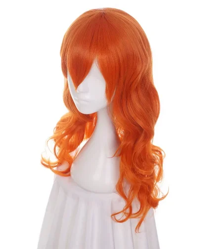 65cm Nami Orange Curly Long M Shape Hairstyles Synthetic Wig For Women's Cosplay Wig Heat Resistance Party Costume Wigs