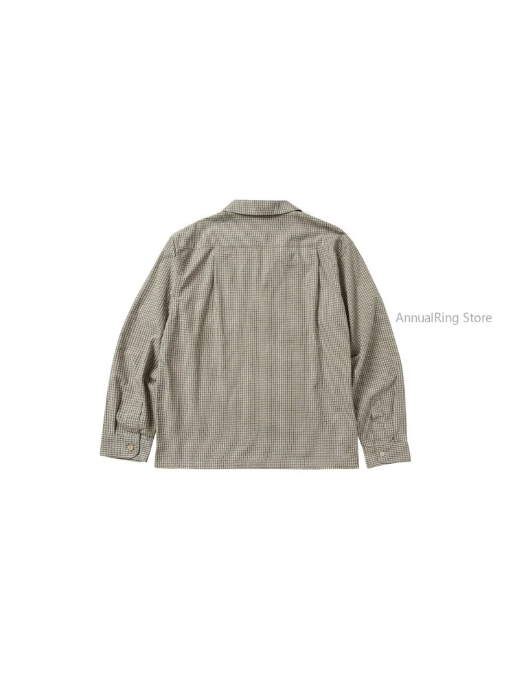 Men American Vintage High‑Density Fine Plaid Loose Casual Pure Cotton Shirt Relaxed Amekaji Style Top