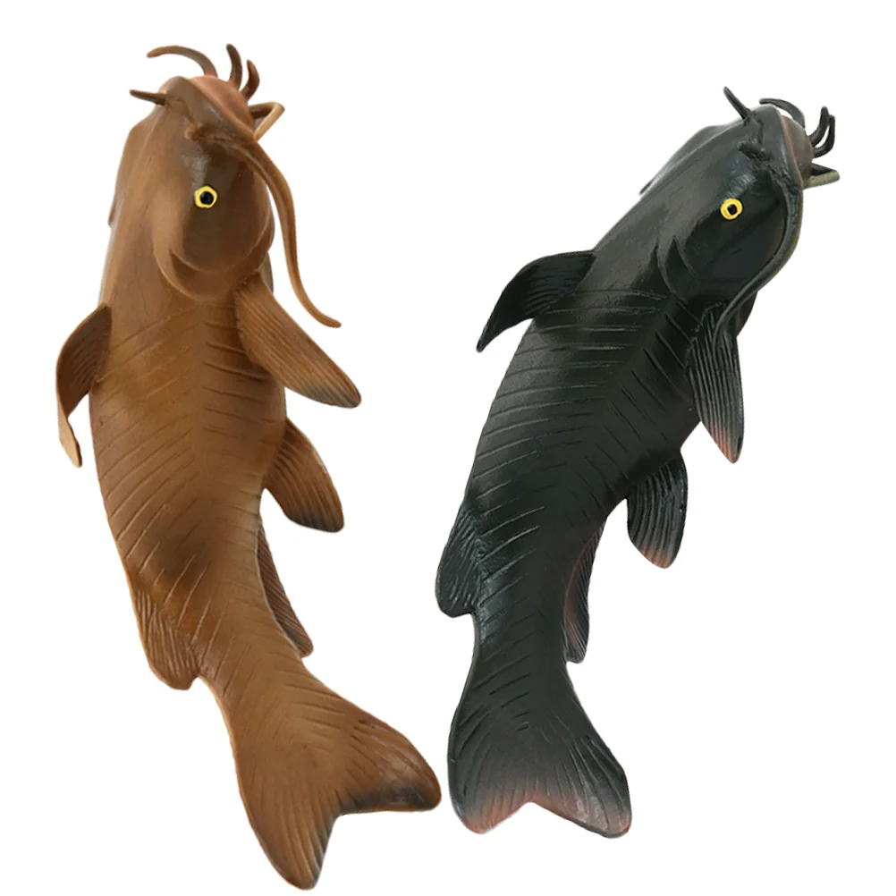 

2 Pcs Kids Toys Simulated Catfish Model Ornament Figurines Small Decoration Ornaments Simulation Realistic Fake Child