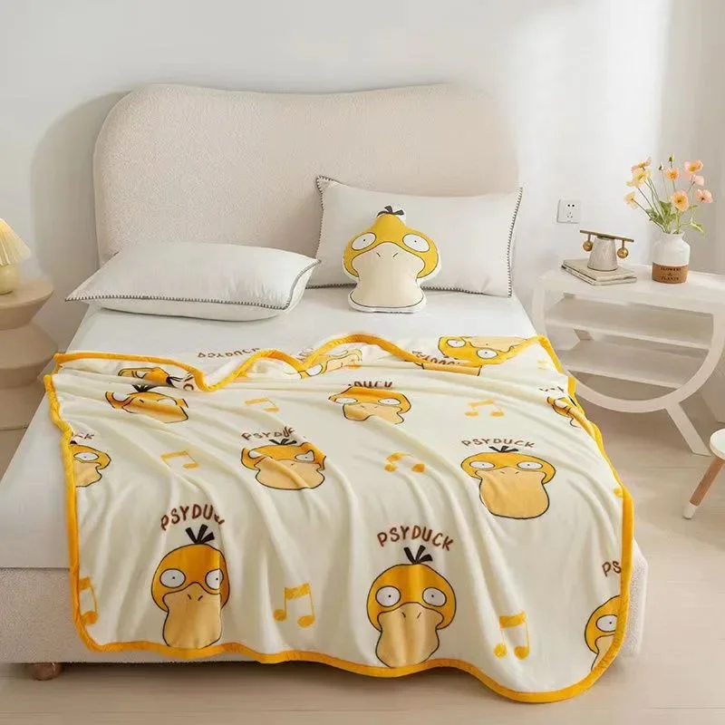 2024 Pokemon kawaii Cartoon Anime Flannel Blanket Pikachu  Figures Home Sofa Lunch Break Blankets  Student Christmas Kids Gift