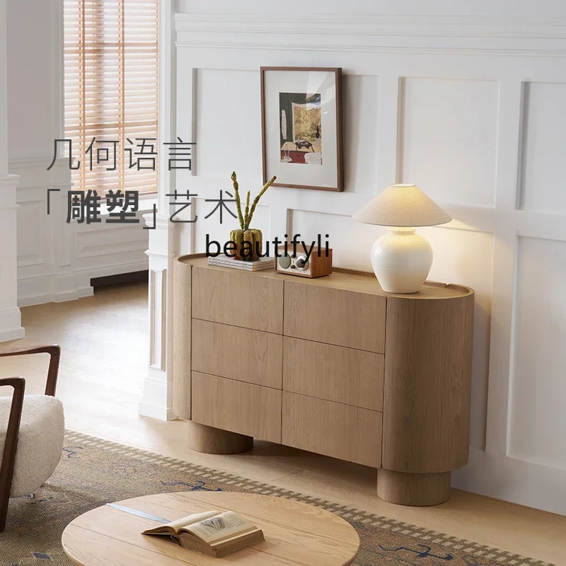 Side cabinet, living room, storage against the wall, dining side cabinet, retro log wind storage, six-bucket cabinet