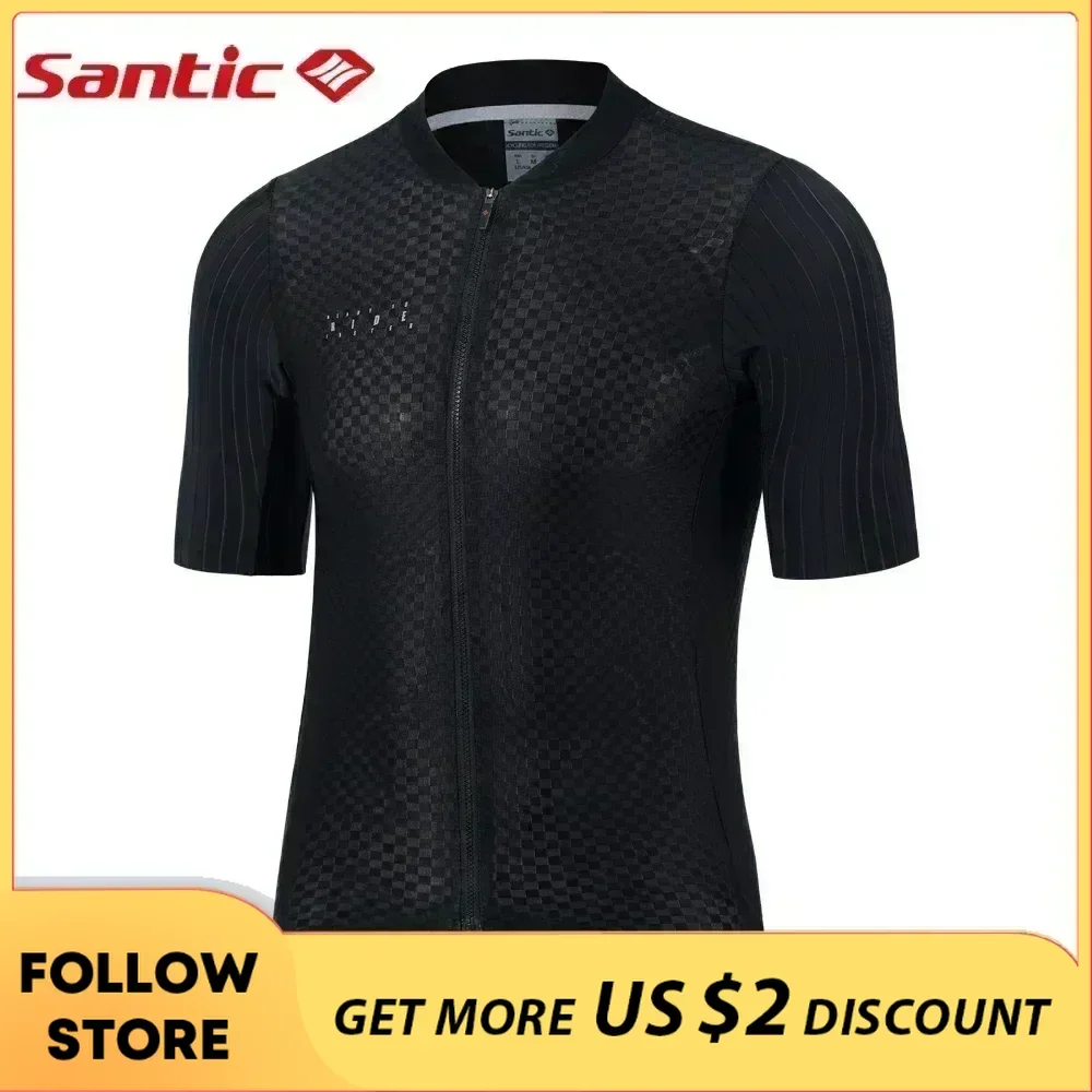 Santic Mens Cycling Jersey Short Sleeve Summer Atheletics Sports Shirt Quick Dry Breathable MTB Bike Road Riding Bicycle Clothes