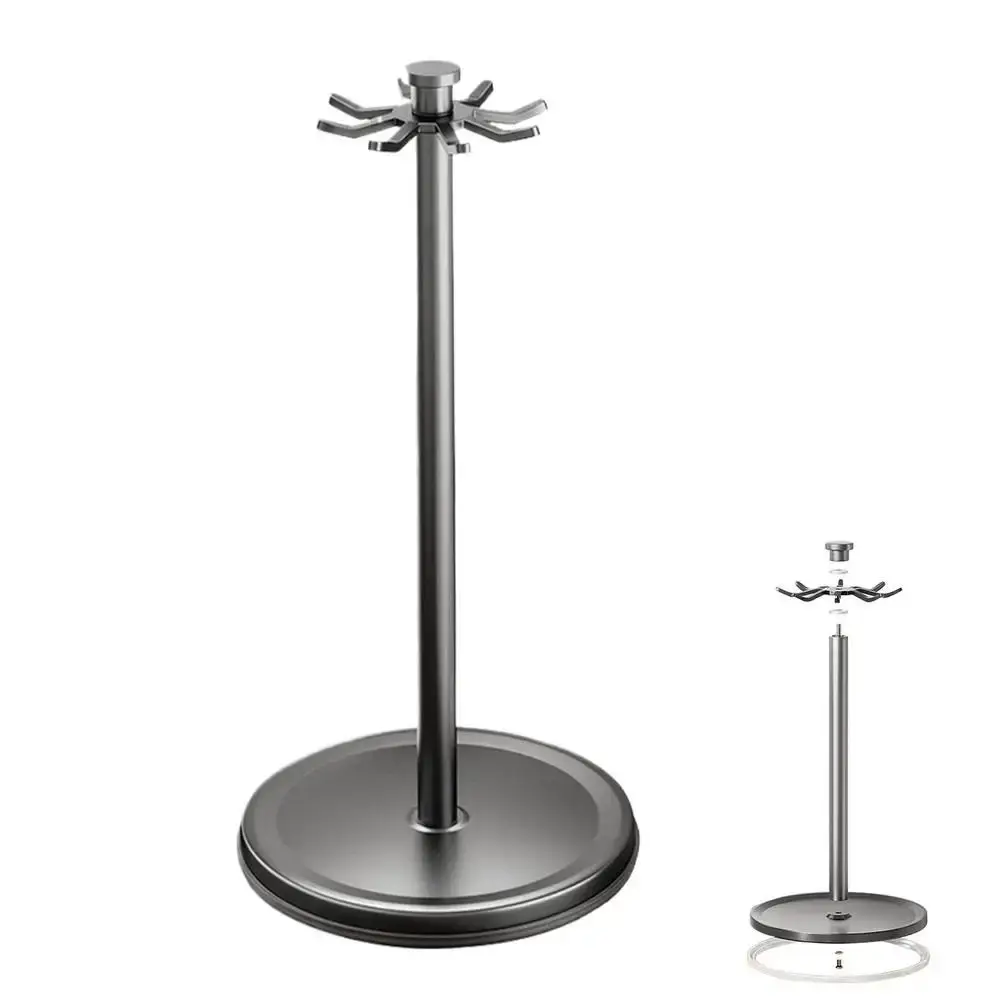 

8 Hooks Kitchen Utensils Stand with Water Tray 360 Degree Rotating Flatware Storage Rack Stable Base Rust-proof