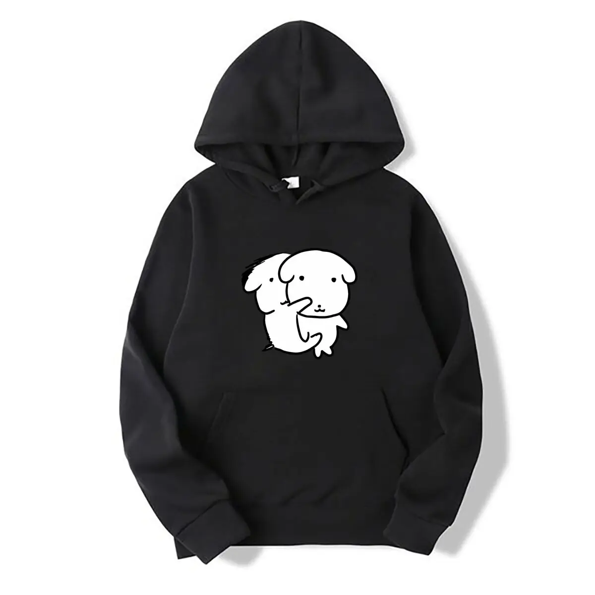 Lindos diseños de perros blancos abrazando a cachorros, ilustraciones artísticas, nueva colección de sudaderas con capucha para hombre y mujer, ideales para otoño e invierno.