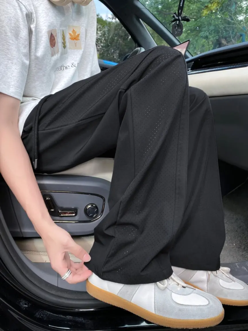 

Ice Silk Sports Casual Pants for Men Breathable Lightweight American Sle Cleanfit Summer Straight Leg Long Pants