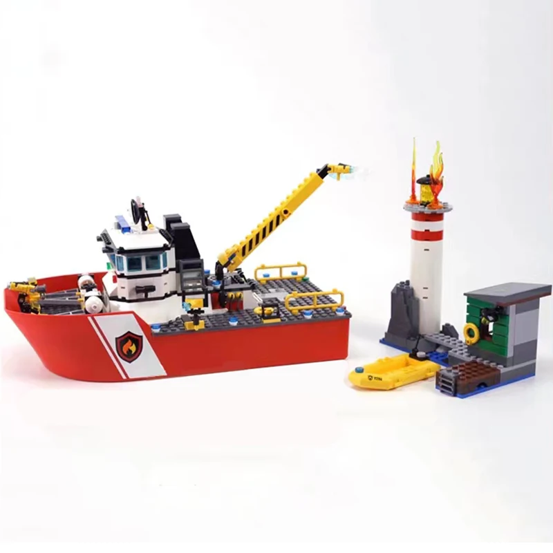 Creative City Series Sea Cruise Boat Explore Fireboat Building Blocks Ship Model 60109 Assemble Brick Toy Gift For Kid Boy Adult