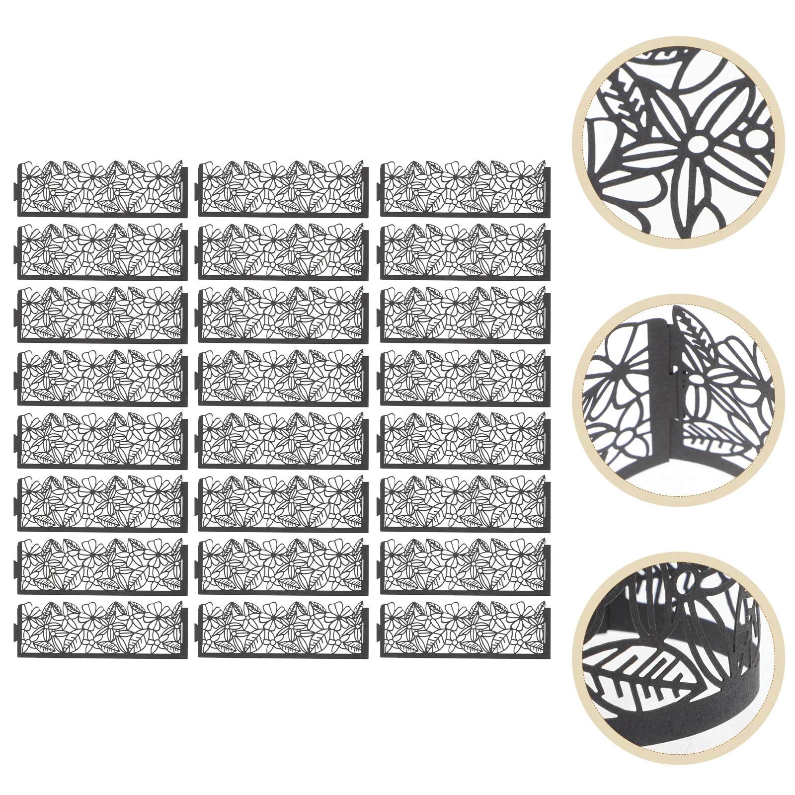 

50 Pcs Tea Lights LED Wraps Tealight Holders Hollow Wrapper Black Paper Lamp Cover