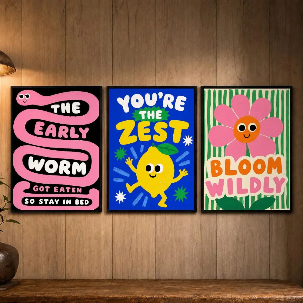 Artistic Art B-Bubble FontS Poster Self-adhesive Art Poster Decoracion Painting Wall Art White Kraft Paper Home Decor
