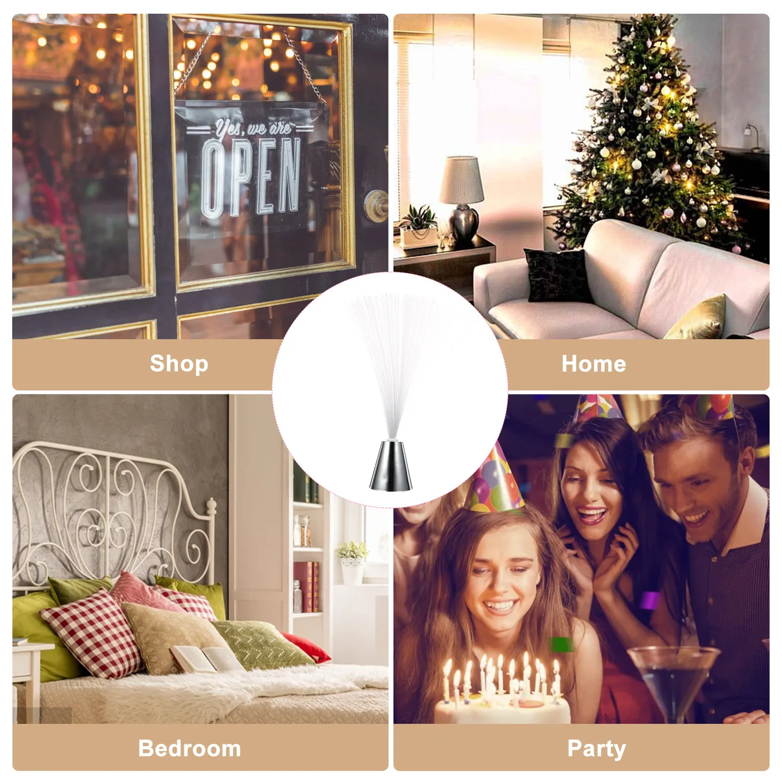 Colorful LED Fiber Optic Light Battery Operated ABS Base Color Changing Romantic Decorative Lamp for Wedding Christmas Party
