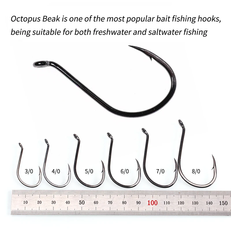 Ellllv 20pcs High Carbon Steel Black Nickel Octopus Beak Hook