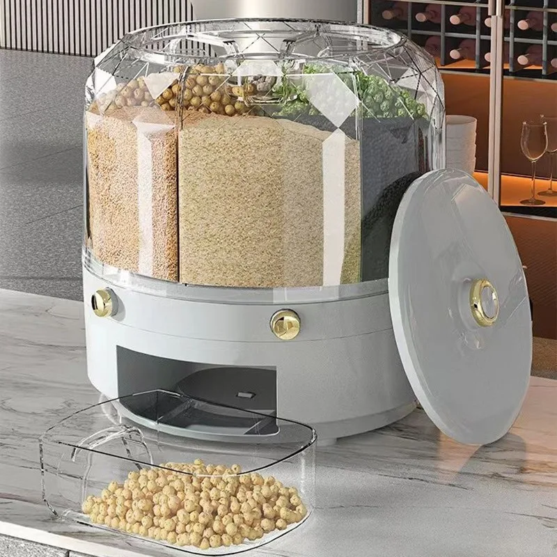 Kitchen Storage Box 360 Degree Rotating Rice Dispenser Moisture-proof Food Container Sealed Dry Cereal Grain Bucket Kitchen Item image 3