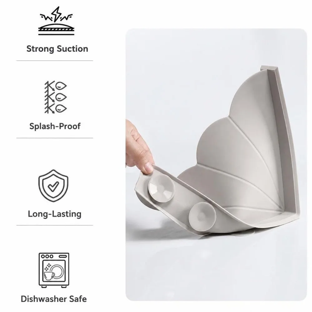 1Pcs Cloud Shape Silicone Corner Water Guard Double Suction Cup Silicone Shower Corner Splash Strip Waterproof Solid Color