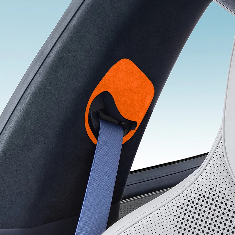 For ZEEKR 001 2026, 001Max Ultra Car Seat Belt Retractable Panel Trim Soft Sticker Alcan tara Suede Car Modification Accessories