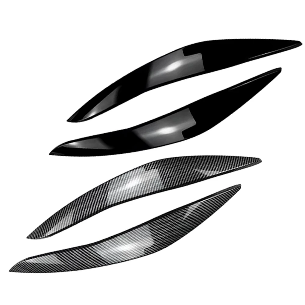 

Для BMW 5 серии F10 F11 2011-2014 глянцевый черный/углеродное волокно отделка передней фары автомобиля веки крышка для бровей отделка